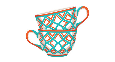 Stack of Two Hand-Painted Sicilian Style Ceramic Teacups