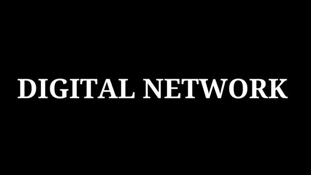 Digital Network Text on Black Background &ndash; Minimal White Typography Concept