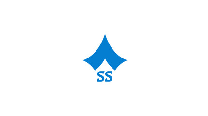 Fototapeta premium A simple, geometric logo of a blue shape with two curved upper points and 'SS' at its base