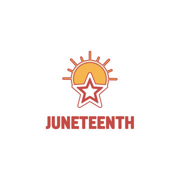 Juneteenth Celebration with Star and Sun Icon vector illustration
