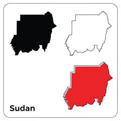 Obraz premium Sudan map vector isolated on transparent background, country silhouette in different colors