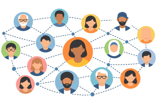 Abstract Social Network Connecting Multicultural People Icons Relationship Vector Illustration