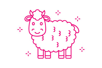 Obraz premium Friendly fluffy cloud character with a simple smile, line art cartoon style.