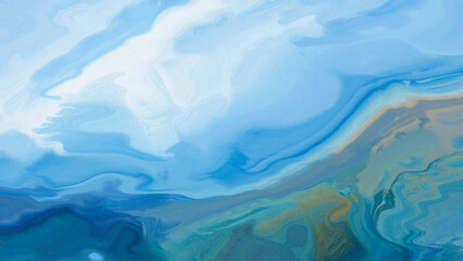 Obraz premium Abstract Blue Water Waves. Marble Art Background. Modern Blue Fluid Acrylic Abstract Texture. Elegant Blue Marble Pattern and Abstract Background, Blue Liquid Flow Abstract Ocean Texture Design.