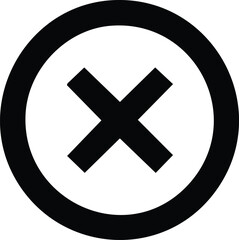 Fototapeta premium Black circle with crossed lines inside symbol