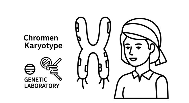 Chromen Karyotype Genetic Laboratory Icon with Person and Chromosome X