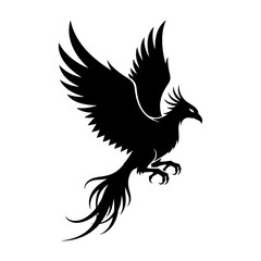 Fototapeta premium Black silhouette of a mythical bird.