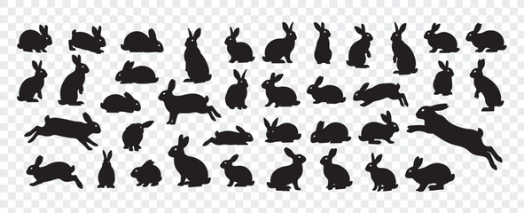 Rabbit silhouettes wildlife vector graphic set © stockbyazan