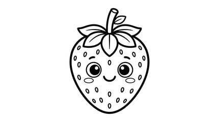 Obraz premium Smiling cartoon strawberry with face.