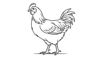 Detailed illustration of a rooster standing. © angguk