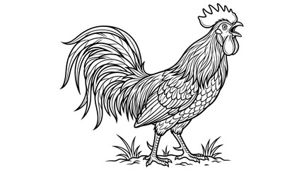 Rooster standing on the ground proudly. © angguk