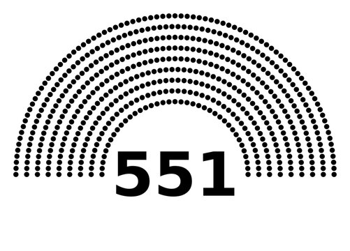 Hemicycle 551 seats - 8 rows