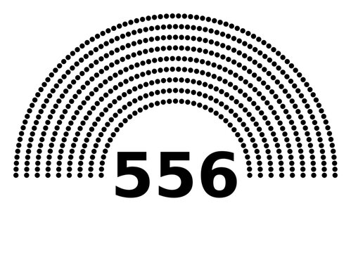 Hemicycle 556 seats - 8 rows