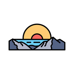 Fototapeta premium Mountain Landscape at Sunset Icon