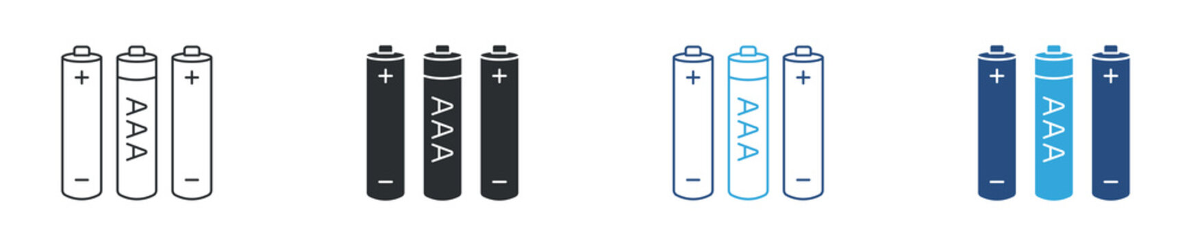 AAA battery icon set. Power supply concept. Vector illustration.
