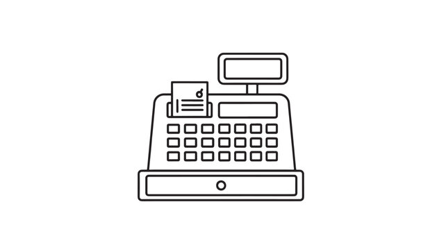 Cash Register POS Machine With Receipt Printer For Retail Payment Transaction Icon