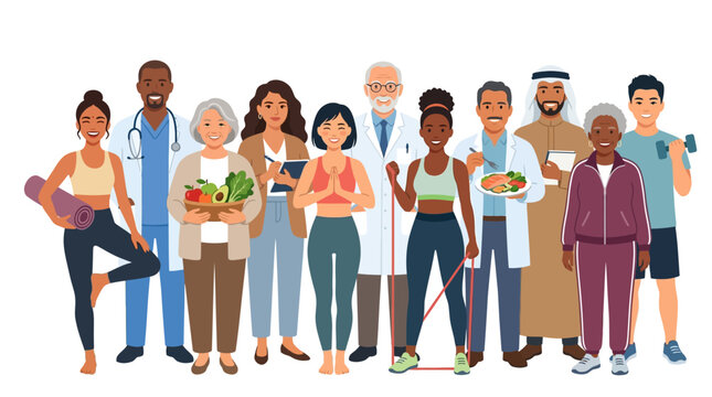 Diverse group of happy people.