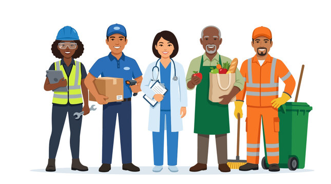 Diverse group of service workers.