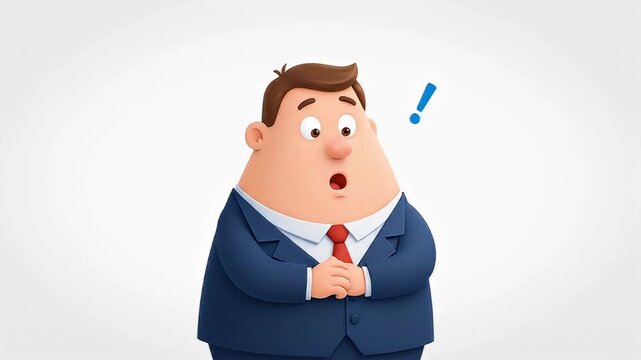 Businessman with questioning expressions.