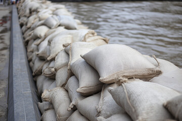 Obraz premium Flood barrier sandbags