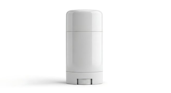 White deodorant stick dispenser mockup on white background with personal care.