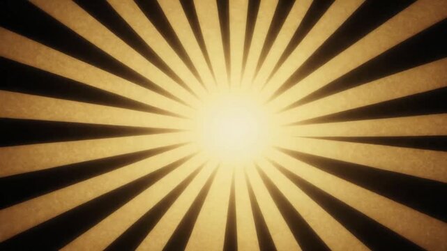 Vintage sunburst background with radiating golden light and dark stripes creating a retro comic