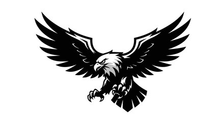 Fototapeta premium Aggressive Eagle Swooping Down with Talons Extended, Black and White Graphic