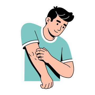 Man Scratching His Arm Due to Itching vector illustration
