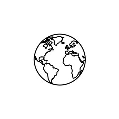 Obraz premium Earth Globe Outline Icon vector illustration