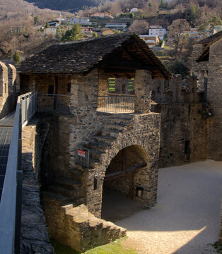 Detail of the Castle of Montebello in Bellinzona, Ticino