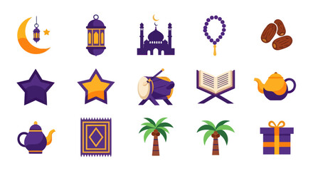 Islamic symbols and icons illustration