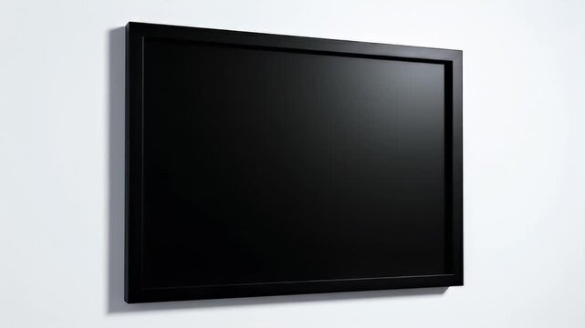 Black flat screen television on wall.