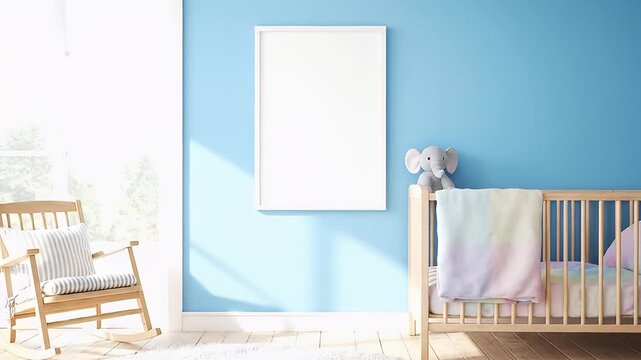 Baby nursery with crib and chair.