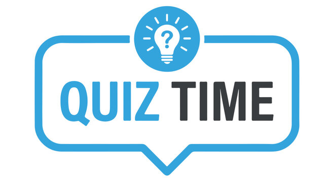 A blue and black quiz time graphic with a lightbulb and question mark on a Transparent Background