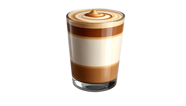 Latte Macchiato in einem Glas, isoliert auf transparentem Hintergrund im PNG-Format