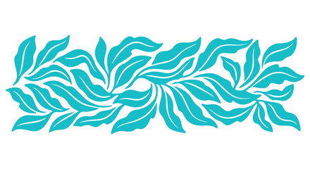 Obraz premium A vibrant teal leaf pattern on a clean Transparent Background for design inspiration