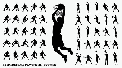Basketball Player Silhouette Collection with Dunk, Jump and Shooting Actions © STM  2.0
