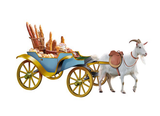 cal&egrave;che, carriole, chariot, roue, mill&eacute;sime, vieux, carrosse, bois, transport, ferme, animal, voyage, fauteuil roulant, boulangeri, pain, viennoiserie, frais, petit d&eacute;jeuner, ch&egrave;vre, march&eacute;, 