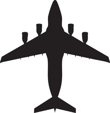Boeing C-17 Globemaster III Top View Military Transport Aircraft Silhouette, Editable Vector