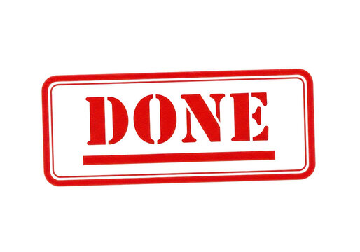 Red Done Rubber Stamp Sign With Grunge Texture Effect, isolated on transparent cutout stamp png.