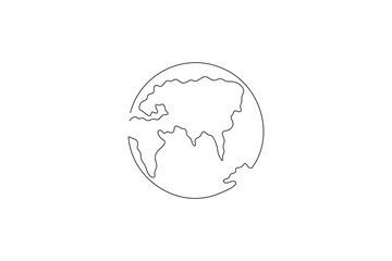 Obraz premium Earth globe single line drawing minimalist illustration of planet earth