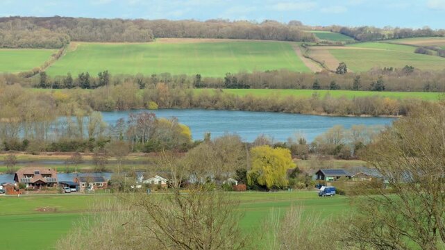 Spring landscape at Bourne End, Marlow, Buckinghamshire, England. Spring Sunny day