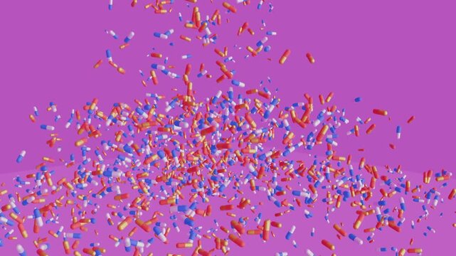  It's raining red and blue medicine pills 