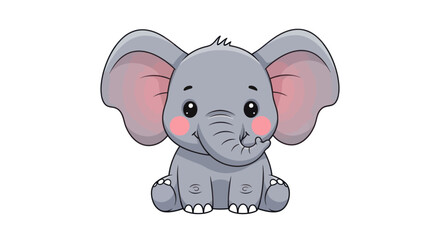 Obraz premium Cute Gray Elephant Cartoon Character.