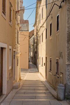 Historical street in town Senj without people, Croatia, Europe