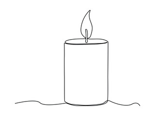 Burning fire candle continuous one line art.