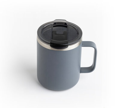 Thermos Mug. Stainless Steel Thermos Cup on white background.