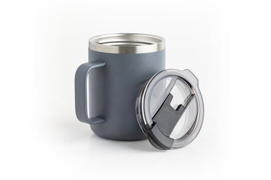 Thermos Mug. Stainless Steel Thermos Cup on white background.