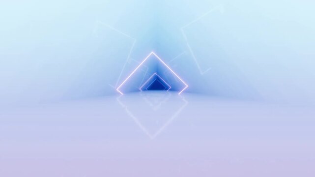 Neon Triangle Light Show with Fog Effect Animation