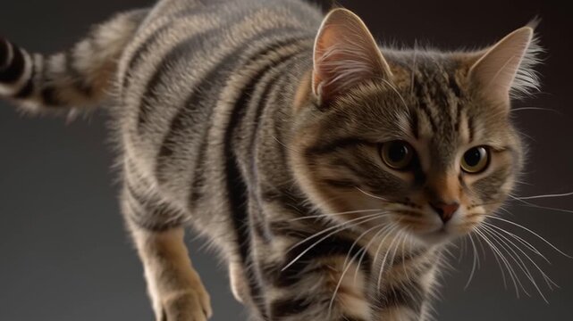 空中ジャンプする猫のダイナミックな瞬間